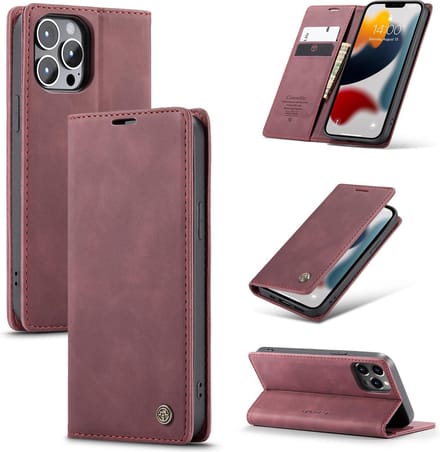 Geschikt Voor iPhone 13 Pro Max hoesje CaseMe Retro Bookcase - Paars