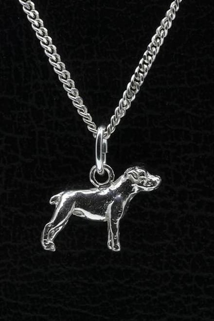 Zilveren Amerikaanse bulldog ongecoupeerd ketting hanger - klein