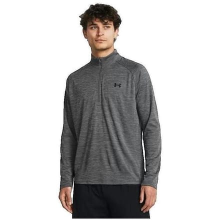 Under Armour UA Tech Textured 1/2 Zip-GRY Heren Sportshirt - Castlerock - Zwart