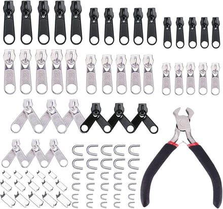 Reparatieset Ritsen - Rits Vervanging - Kleding Repareren - 85 Delig Universeel - 3 Maten - Zwart