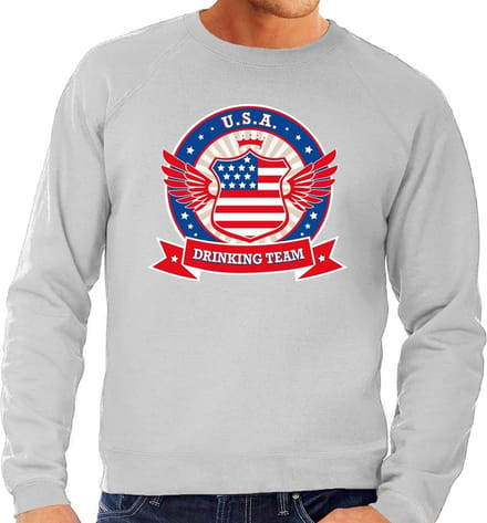 Grijs USA drinking team sweater grijs heren - Amerika kleding S