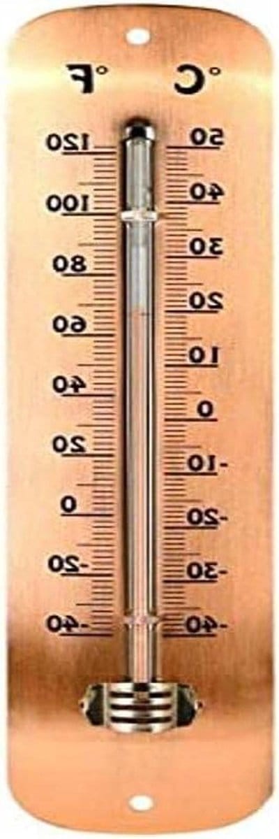 Buiten thermometer - Weer meter - Tuin temperatuur - Koperen afwerking - 30 cm lang - Koper