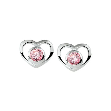 TFT Oorknoppen Hart Zirkonia Zilver Gerhodineerd Glanzend 7 mm x 8.5 mm