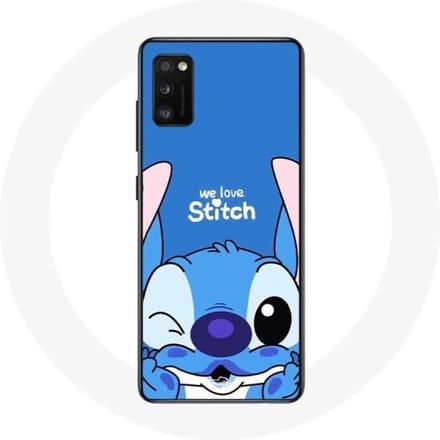 Coque - Samsung - Galaxy A41 - Stitch mignon - Souple - Protection enfant bleu