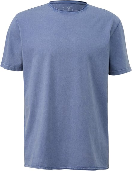 Basic T-shirt met vintage effect en omgerolde zoom QS