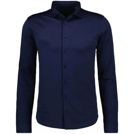 Ragman Overhemd Jersey Soft Knit Solid Color Kent Collar Marine / male