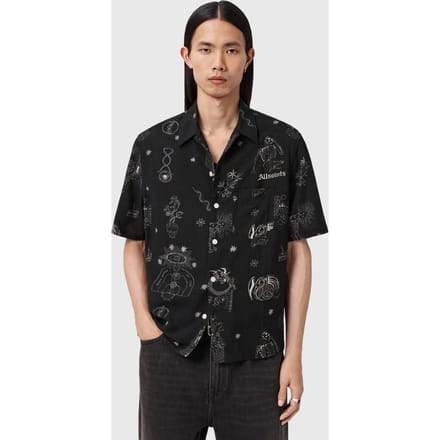 AllSaints Terra Ss Shirt Jet Black Größe: M | Casual hemden Outlet | Herren | Schwarz