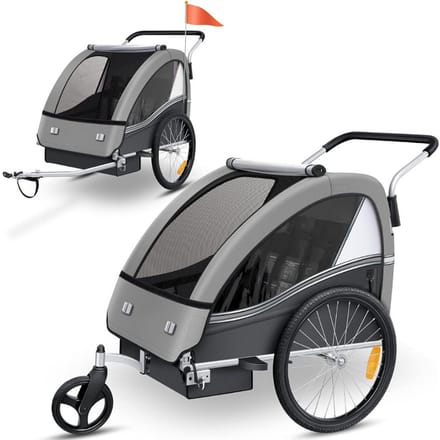 MKSS® Fietskar voor Kinderen - Kinderfietskar - Croozer - Lichtgrijs