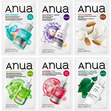 Anua Sheet Mask Set 1 pcs + 1 pcs + 1 pcs + 1 pcs + 1 pcs + 1 st