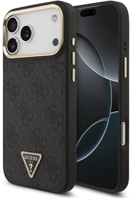 MagSafe hoesje voor Apple iPhone 17 Pro Max, Guess, 4G Triangle Diamond Logo, Zwart
