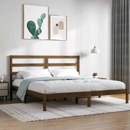 vidaXL - Bedframe - massief - grenenhout - honingbruin - 200x200 - cm