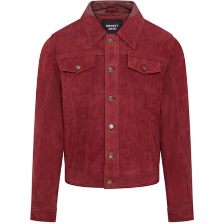Heren Trucker Geit Su�de Westerse Leren Jeansjas - Yangon