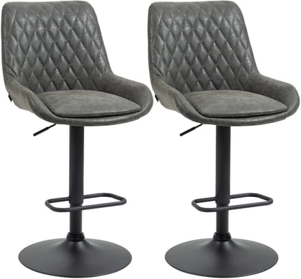 HOMCOM barkruk - kunstleer - 51L x 59B x 97-117H cm - donkergrijs