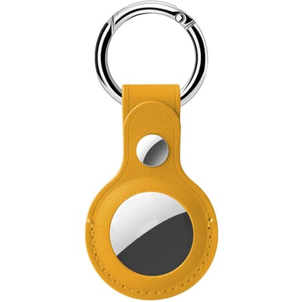 Premium Lederen Hanger voor Apple Airtag - Sleutelhanger - Hoesje Geel