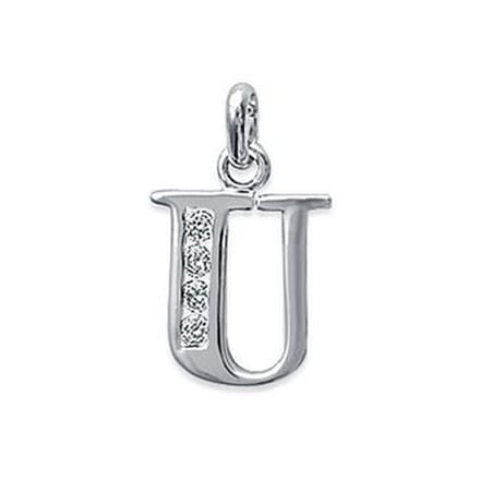 Blinx Jewels Zilveren Hanger Letter U Steentjes