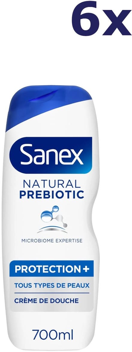 6x Sanex 700ml shower natural prebiotic protection douchegel