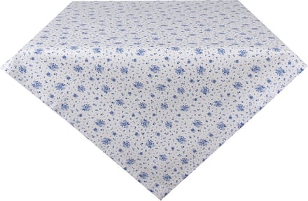 Clayre & Eef Tafelkleed 100x100 cm Wit Blauw Katoen Roosjes