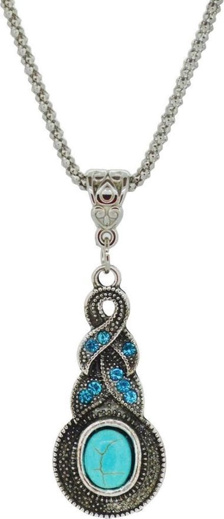 Fako Bijoux® - Ketting - Tibetaanse Stijl - Zilverkleurig - Pendule