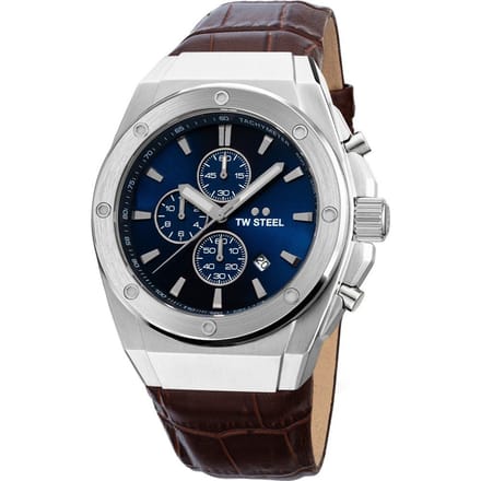 TW Steel TWCE4107 CEO Tech Steel Chrono Bruin Leer 44mm