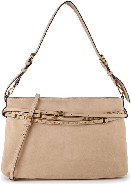 PINKO Belt Bag Big Schoudertas Leder 40 cm - Dames - beige-grigio