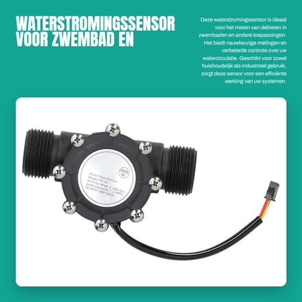 Dailygoods- Debietmeter Waterstromingssensor - Buitendraad G1 - Zwembad - DC3‑24V - Professionele Kwaliteit - Huishoudelijk/Industrieel - Watermeter