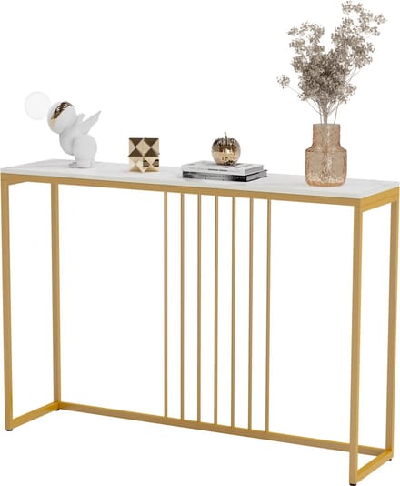 SteeFly® Luxe wandtafel - Extra lang & stijlvol - Moderne bijzettafel - Wit met goud accent - Afmetingen: 120x30x78,5 cm