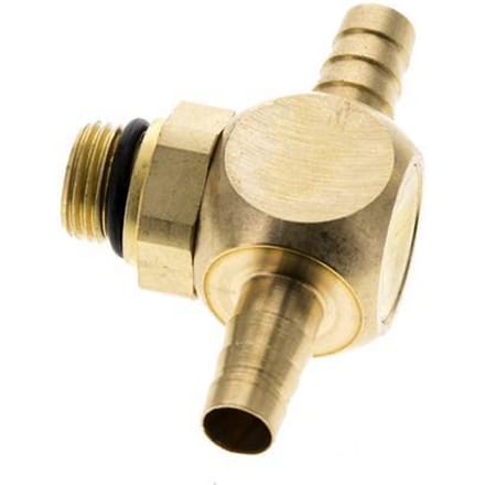 6 mm & G1/8'' Messing T-slangpilaar met buitendraad NBR Afdichting