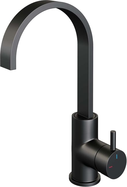 Brauer Black Edition hoge opbouw wastafelmengkraan met draaibare platte uitloop model B mat zwart
