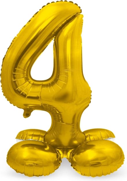 Folat - Cijfer 4 Goud met standaard - 72 cm