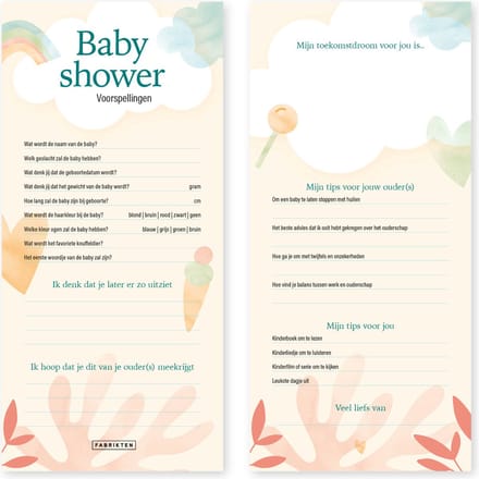 Fabrikten Babyshower Invulkaarten Baby - 20 stuks - 21 x 9,8 cm