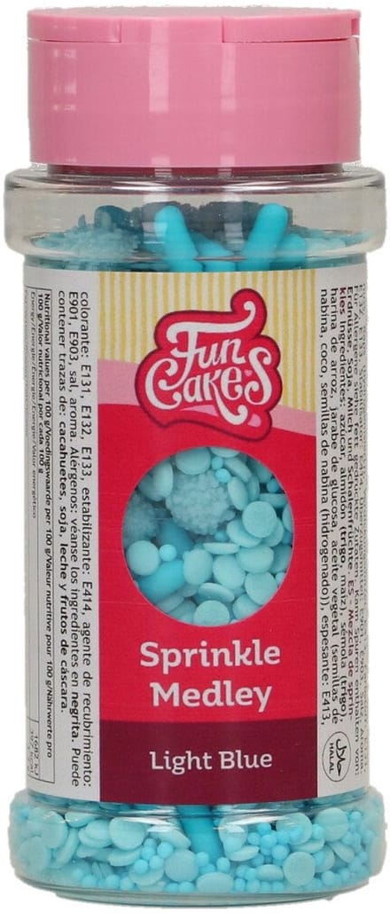 FunCakes Sprinkle Medley - Lichtblauw - 70g - Eetbare Taartdecoratie