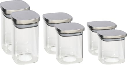 Gerim - 6x keuken voorraadpotten glas - 3 formaten 800/1100/1500 ml