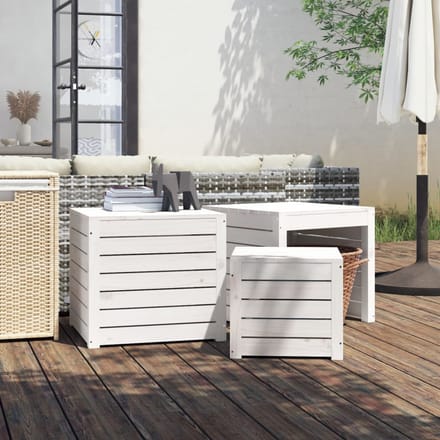 vidaXL - 3-delige - Tuinboxset - massief - grenenhout - wit