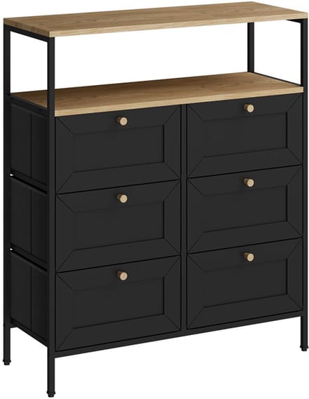 Vicco Belaro Ladekast – 80 x 95 cm met 6 laden Zwart