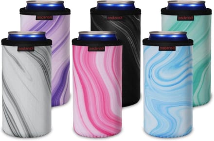 Herbruikbare neopreen can coolers voor bier - 6 stuks, 500ml, isolerend, antislip, in marmerdesign