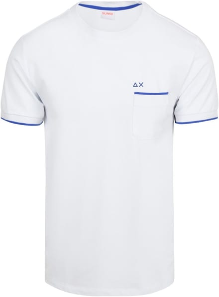 Sun68 Piqué T-Shirt Fluo Stripe Wit - Maat M - Heren