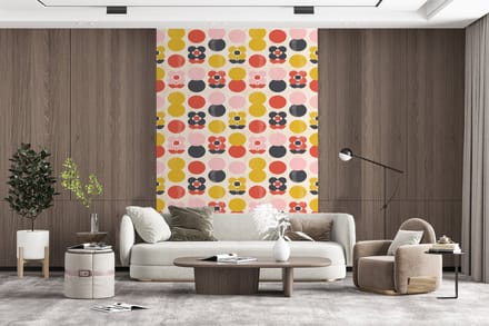 Behang - Fotobehang Retro - Design - Bloemen - Pastel - Breedte 195 cm x hoogte 300 cm