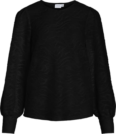 Vila Blouse Vifina L/s O-neck Top - Noos 14107438 Black Dames Maat - S