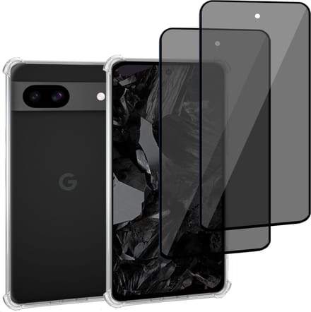 Geschikt voor Google Pixel 8a - Hoesje + 2x Screenprotector – Gehard Glas Cover + Shock Proof Case - Transparant