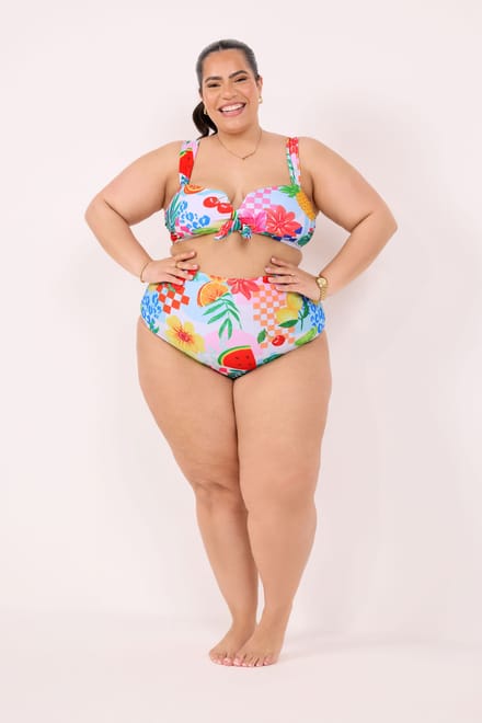 Yours Roze Bikinitop Met Tropische Print Size 46