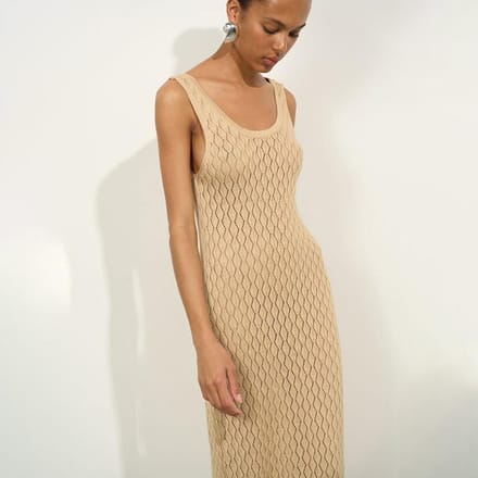 Nieuwe Lente Moesson Street Dames Polyester V-hals A-lijn Rok Jurk L beige