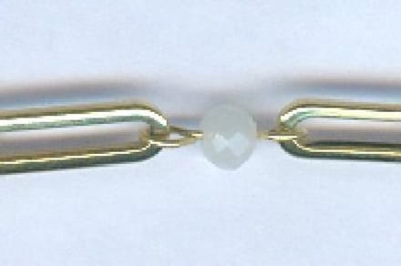 Twice As Nice Armband in edelstaal, ovale schakels, witte bolletjes 16cm+3cm