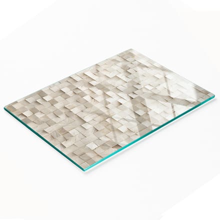 Keuken serveerplank van gehard glas met afbeelding, hout, 80x52 cm