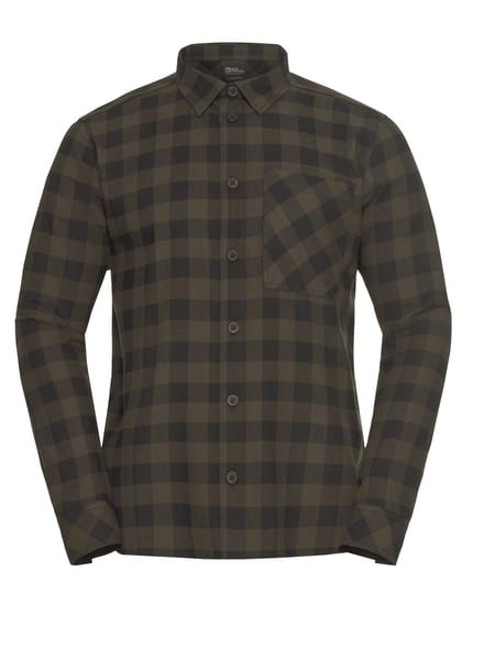 Jack Wolfskin Lite Flannel Shirt Men - Blouse - Heren - Obsidian Moss - Maat M