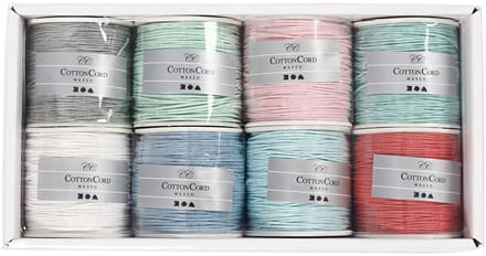 Katoenkoord, dikte 1 mm, diverse kleuren, 8x40 m/ 1 doos