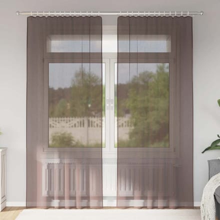 vidaXL - Gordijnen - voile - met - roedezakken - 2 - st - bruin