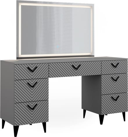 Vicco Anett Kaptafel met licht – 150 cm met LED-spiegel Grijs