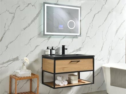 Excellent Wellness Badkamermeubel Model 1 - 80 cm - Naturel Eiken - Bluetouth LED Spiegel