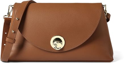 COCCINELLE Leren schoudertas Nikla Handbag Double Grainy Leather Cognac / Noir bruine