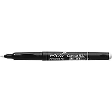 Permanent marker Pica Classic 532, wit, ronde punt 1-2 mm, watervast, geurvrij, 10 stuks